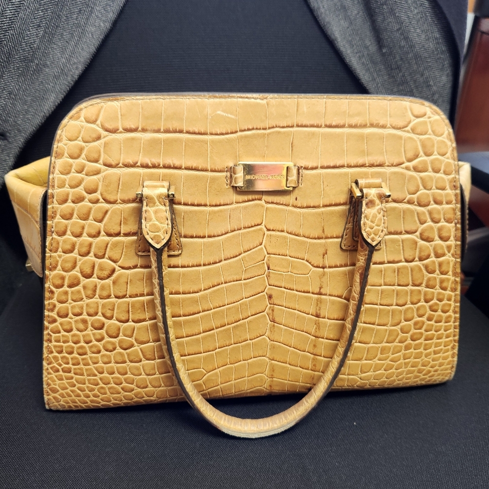 Michael Kors Gia Crocodile Embossed Leather Gia Satchel